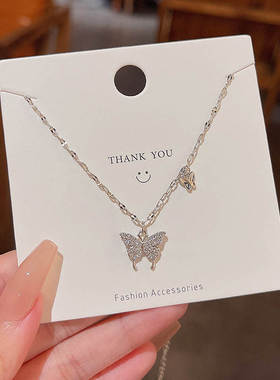 韩国新款钛钢蝴蝶项链ins潮轻奢
