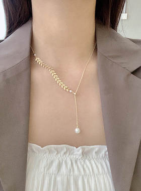 高级感小众设计麦穗项链女锁骨链