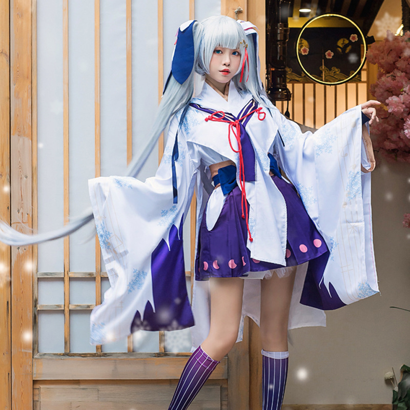 雪初音制服cosplay角色扮演舞台服装vocaloid miku可爱雪巫女和服