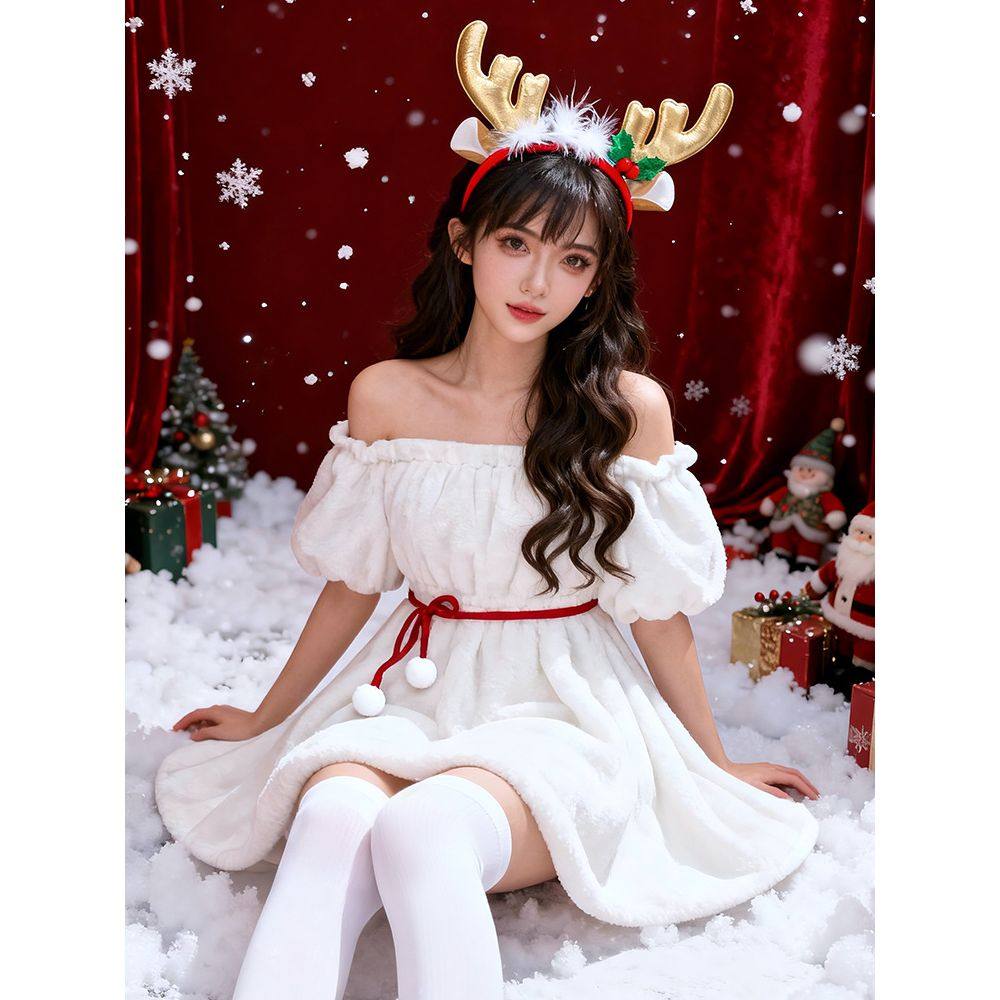 圣诞裙少女连衣裙小鹿圣诞节服装