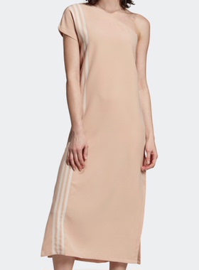 酷动城正品Adidas三叶草轻薄透气速干TLRD露单肩连衣裙长裙EC0934