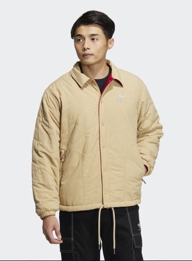 酷动城正品 adidas 三叶草 男子双面穿保暖休闲棉服外套 HY7291