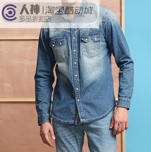 LEE正品男子休闲牛仔长袖衬衫