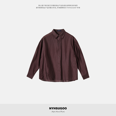 南乙NYHSUGOO 夏季醋酸莱赛尔衬衫男感超轻薄柔软垂感上衣3859