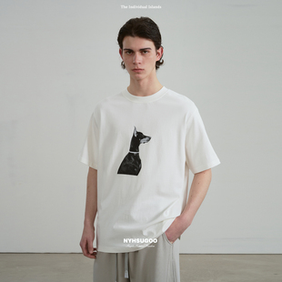 15132 t恤衫 NYHSUGOO南乙重磅26S双纱杜宾犬短袖 T恤夏全棉男女同款