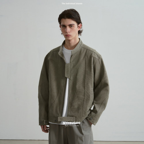 NYHSUGOO/南乙重磅460克重洗旧重帆布设计师款夹克15151男士春季
