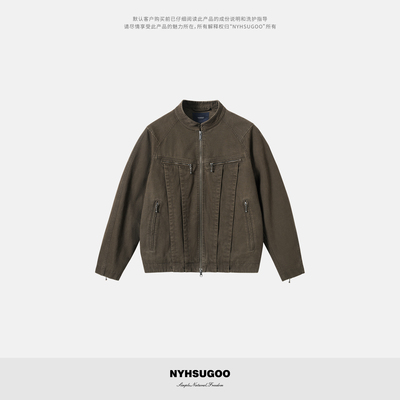 NYHSUGOO/南乙秋季100%棉350G高克重肌理感面料酵洗3929男士夹克