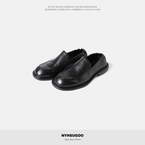 NYHSUGOO/南乙老钱风乐福鞋马皮鞋面男士大头皮鞋3561极简皮男鞋