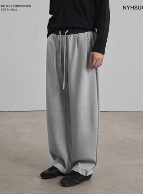 NYHSUGOO/南乙秋冬重磅360g牛仔拼接腰头休闲卫裤3887男士直筒