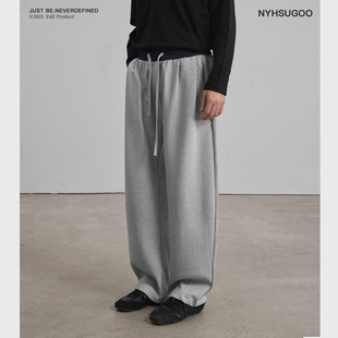 直筒 3887男士 NYHSUGOO 南乙秋冬重磅360g牛仔拼接腰头休闲卫裤