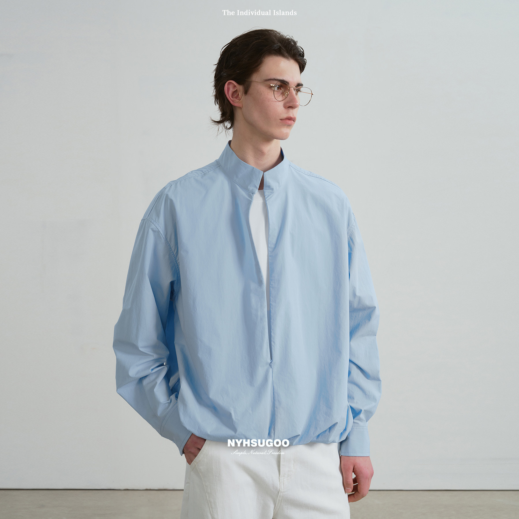 NYHSUGOO/南乙重磅纯棉设计师款假两件衬衫上衣15137春