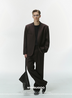 南乙NYHSUGOO走秀款新中式西服套装男春季定制色结婚礼服西裤3513