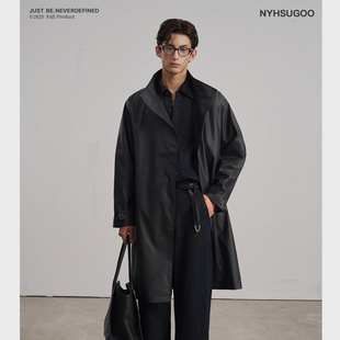 外套 仿皮涂层纸感工艺机车风衣100%棉3917男士 NYHSUGOO 南乙秋季
