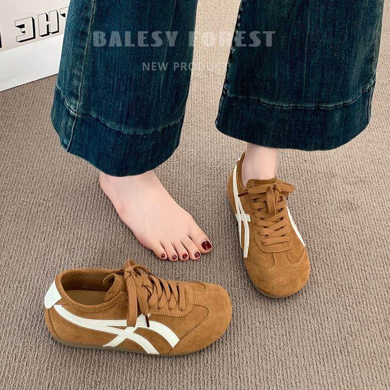 英国真皮平底棕色德训鞋女2025新款秋季超火复古休闲运动阿甘板鞋,女鞋,德训鞋,淘宝优惠券,粉丝福利购,淘宝优惠卷