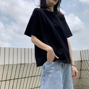 短款 白色T恤女短袖 宽松纯黑色T恤纯棉上衣半袖 春季 超火 2025年新款