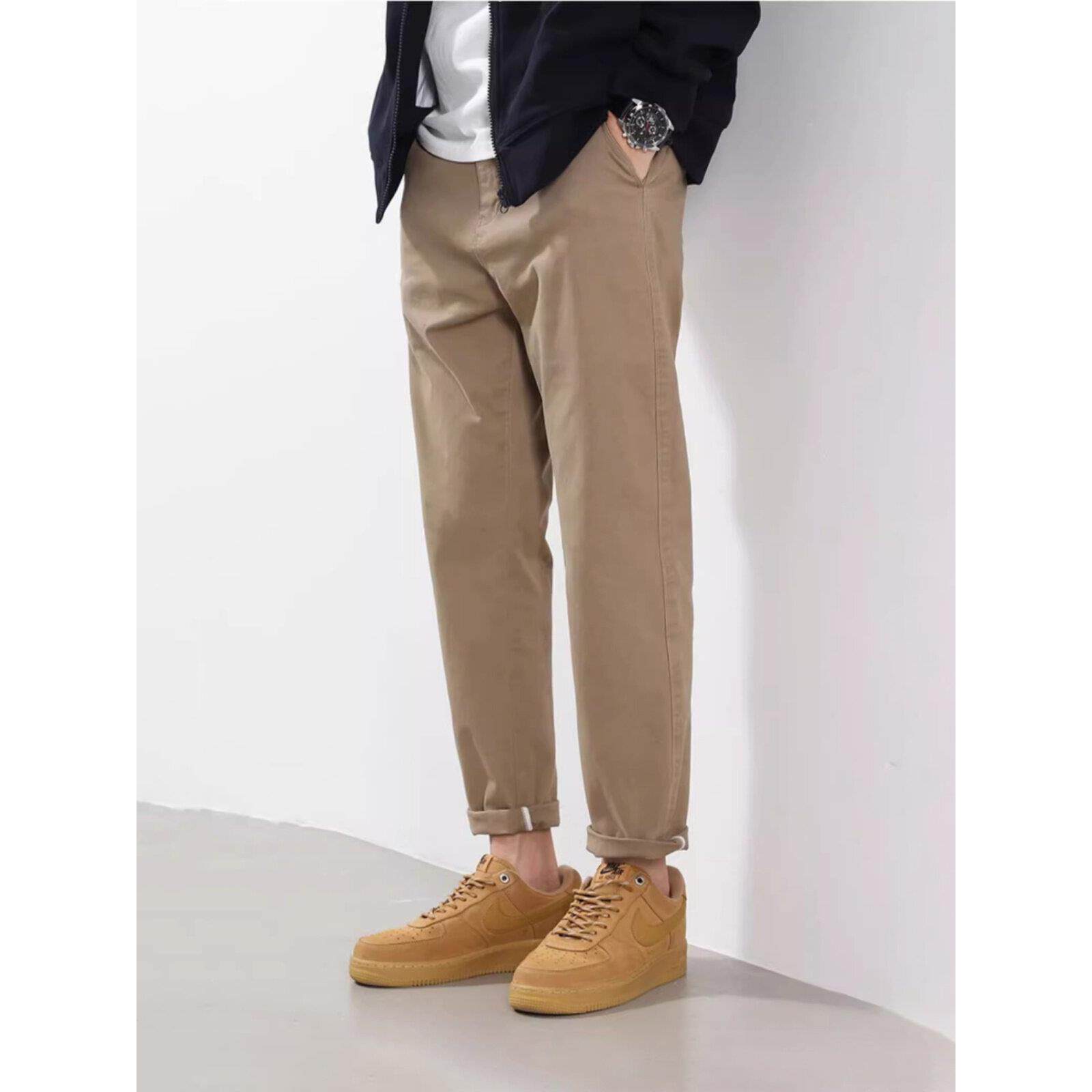 it Afternnaths潮牌卡其色直筒休闲裤男春秋季宽松百搭锥形工装裤