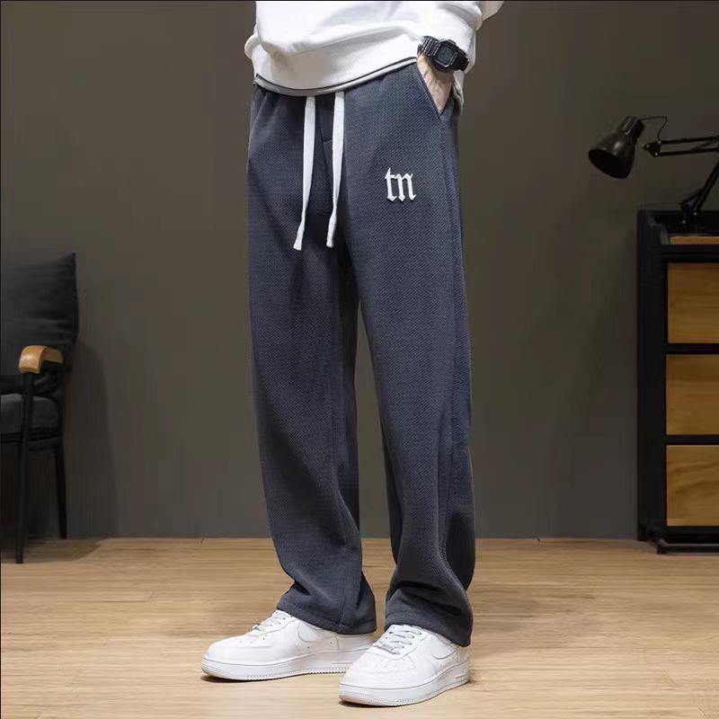 it neith BIAS秋冬运动卫裤男加绒加厚宽松大码胖子垂感直筒裤子