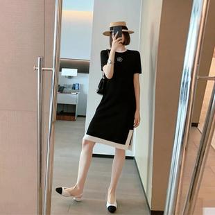 欧洲站2025年夏季 新款 女装 港味复古chic裙子赫本风黑色连衣裙薄款