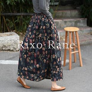 法国Rixo Rane法式浪漫?复古印花半身裙女文艺显瘦a字裙中长裙子