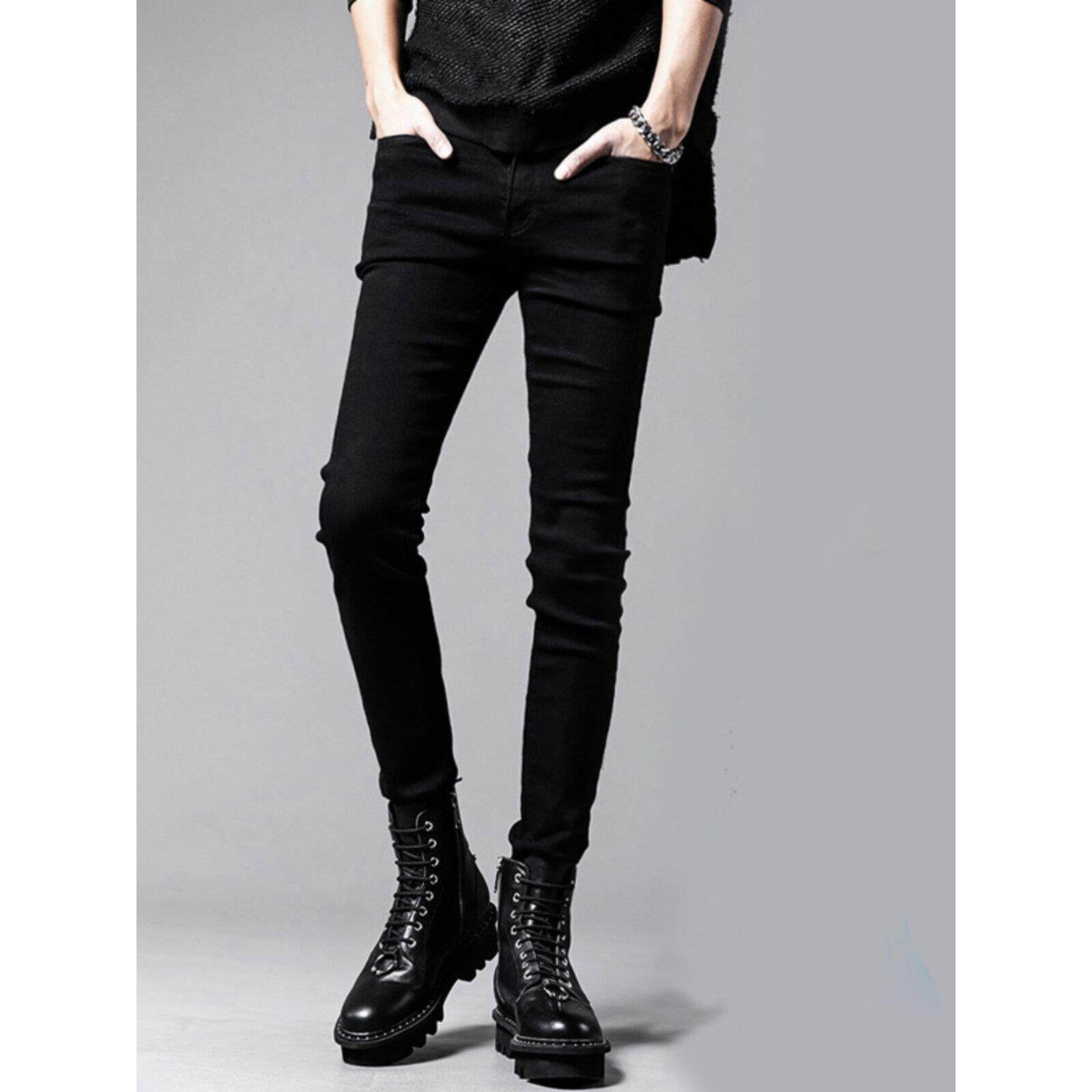 黑色牛仔裤男秋冬款修身小脚裤子韩版潮牌痞帅纯棉休闲裤2025新款