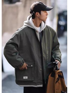 【美式复古】Ander Jurnal假两件加厚连帽棉衣男冬季休闲宽松棉服