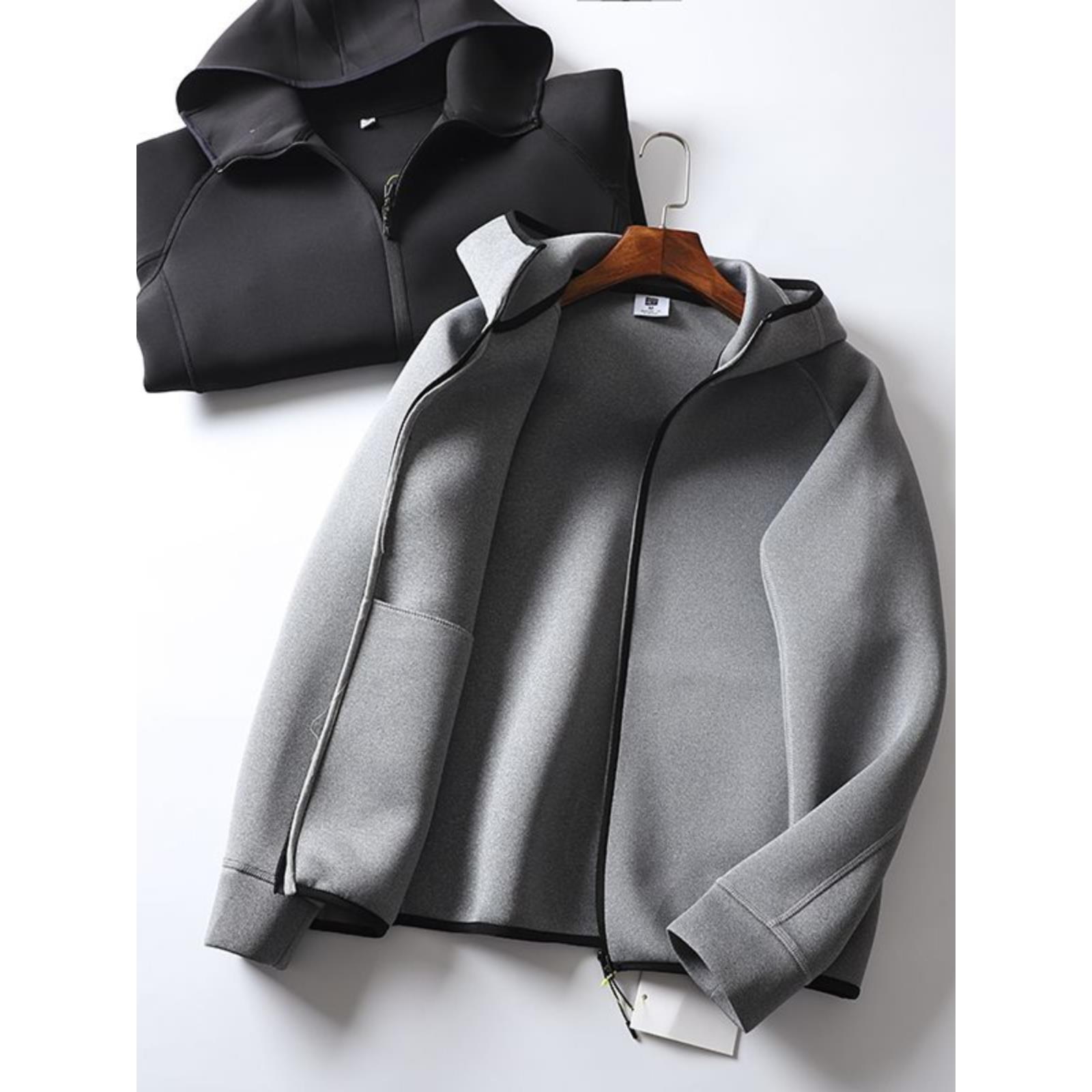 IT ins潮牌太空棉连帽卫衣开衫男士春秋弹力空气层运动休闲外套