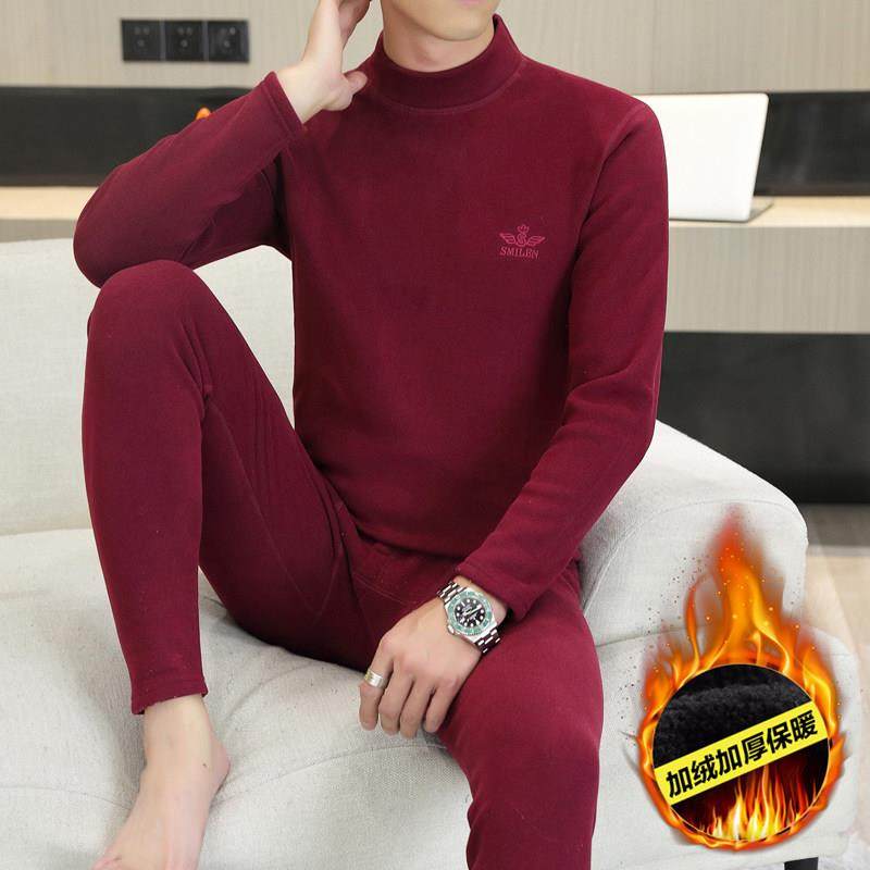 本命年保暖内衣男士加绒加厚酒红色秋衣男款秋冬季男装棉毛衫套装,女士内衣/男士内衣/家居服,保暖套装,淘宝优惠券,粉丝福利购,淘宝优惠卷