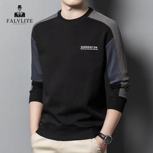 t恤男宽松休闲撞色打底衫 圆领卫衣长袖 男士 FALVLITE2025春秋新款