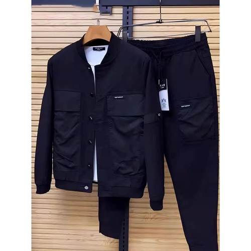 运动套装男2025春秋季潮牌高端休闲牛仔夹克外套男士长裤子两件套