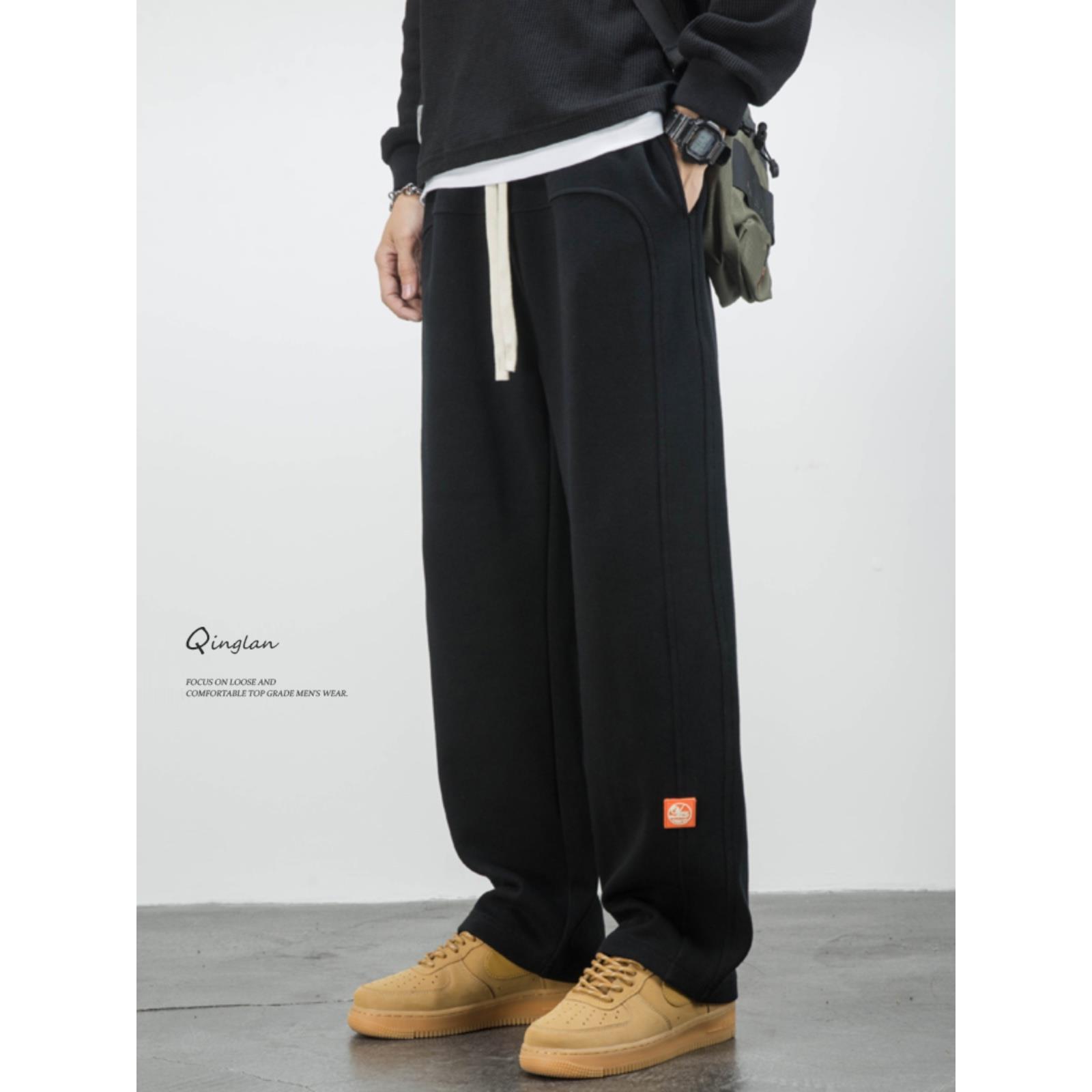 コーデュロイの潮牌垂感卫裤男秋冬季加绒百搭男裤休闲裤直筒裤子