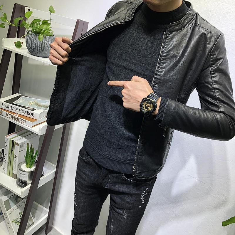 香港真皮皮衣男春秋季韩版潮流帅气机车高级感夹克棉羊皮男士外套