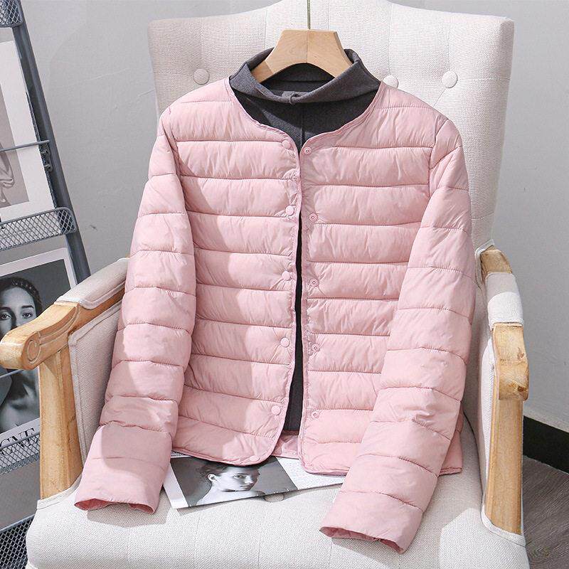 轻薄羽绒棉服女短款秋冬季内胆棉衣圆领领两穿棉袄外套棉衣/棉服