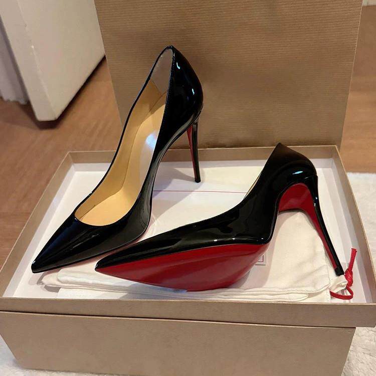 英国真皮黑色红底高跟鞋女2025新款秋冬季绝美不累脚细跟气质单鞋