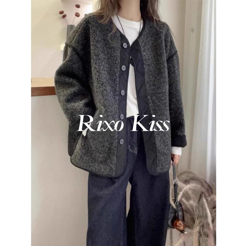 Rixo kiss 深秋初冬新款法式羊羔毛皮毛一体外套大码女装棉服上衣