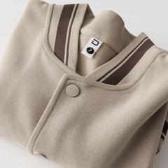 VSEAZMA美式休闲卡其色棒球服外套男重磅撞色宽松开衫卫衣女春秋