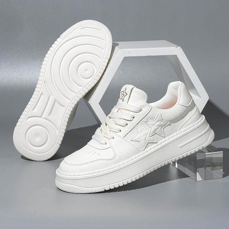 LANESON小白鞋2025夏季板鞋男运动鞋真皮透气休闲鞋男款增高潮鞋