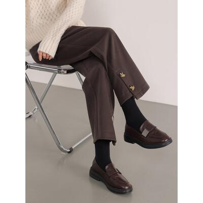 日系毛呢西装裤女春秋2025年新款高腰洋气九分裤小个子直筒阔腿裤