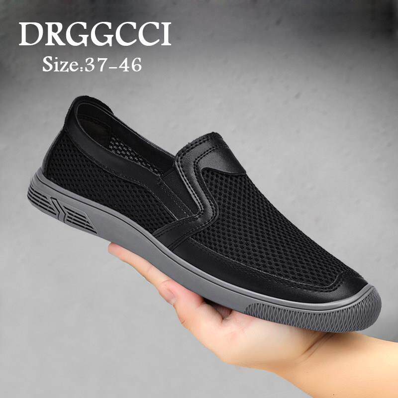 DRGGCCI男鞋夏季薄款透气网鞋男新款软底镂空休闲一脚蹬网布鞋男