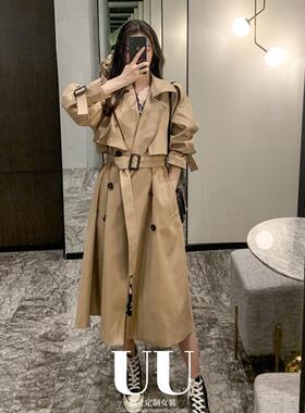 UU定制/卡其色风衣女2025春秋新款韩版气质中长款宽松英伦风高级