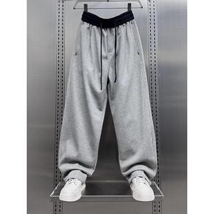 Daily 青年宽松阔腿弯刀裤 春秋卫裤 撞色拼接直筒休闲裤 男士 Home