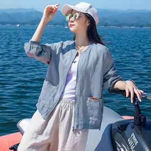 棉麻防晒衣2026夏季新款轻薄小个子老钱风女士薄款防晒服短款外套