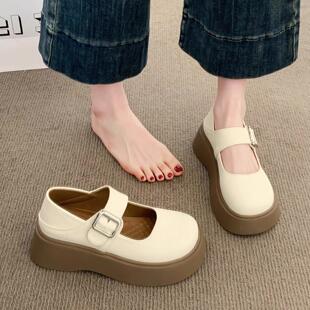 英国真皮厚底两穿玛丽珍鞋女夏2025新款英伦风小皮鞋百搭乐福单鞋