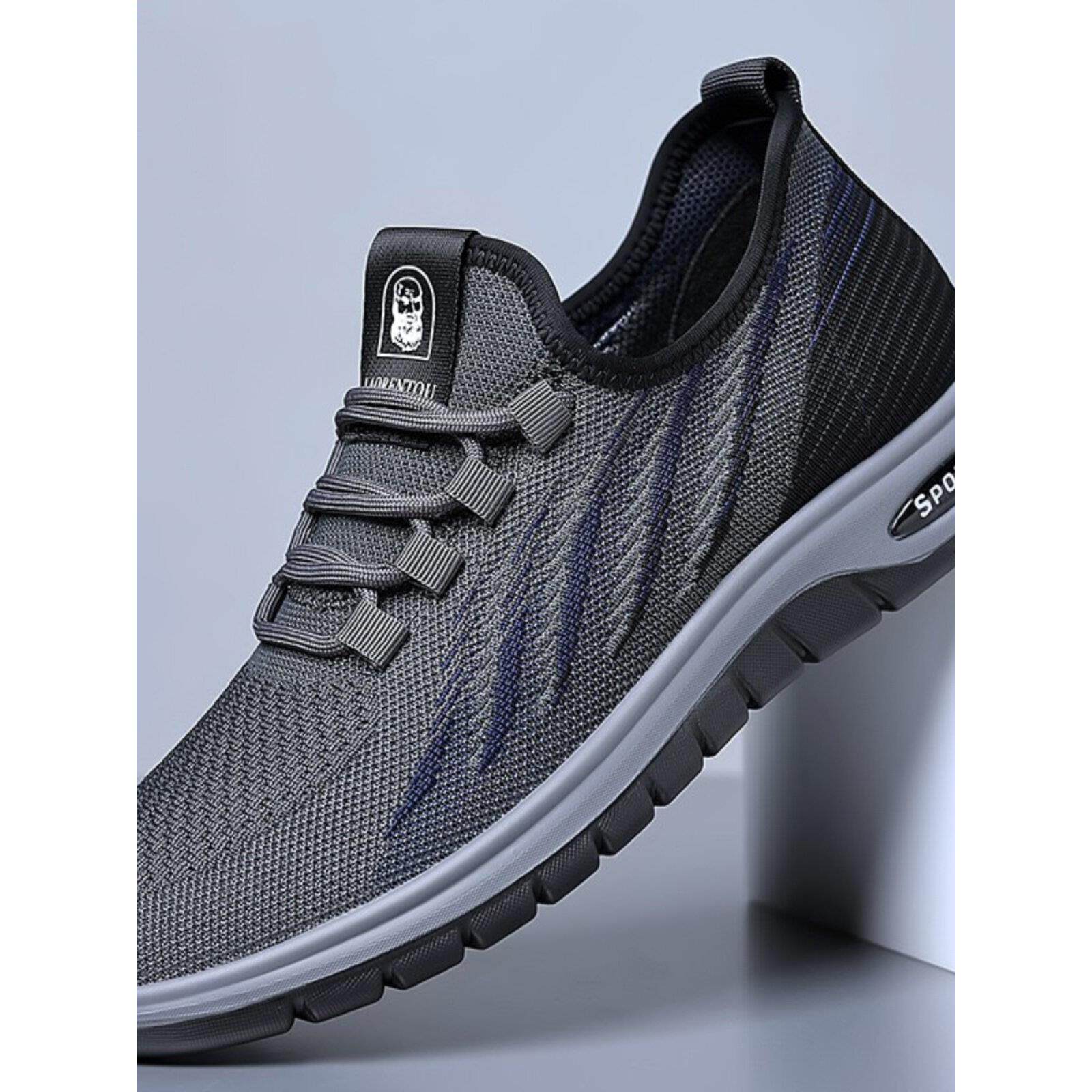 男鞋冬季休闲透气运动鞋男款中老年软底旅游跑步鞋飞织网面鞋子男