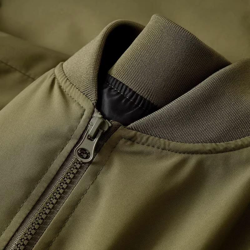 VSEAZMA复古时尚街头风~军绿色美式防泼水棒球领冲锋衣夹克男女春