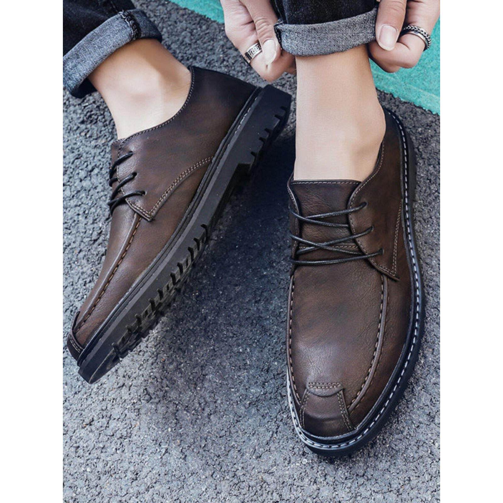 休闲皮鞋男士鞋子韩版百搭潮流男鞋青年真皮英伦风商务男款小皮鞋