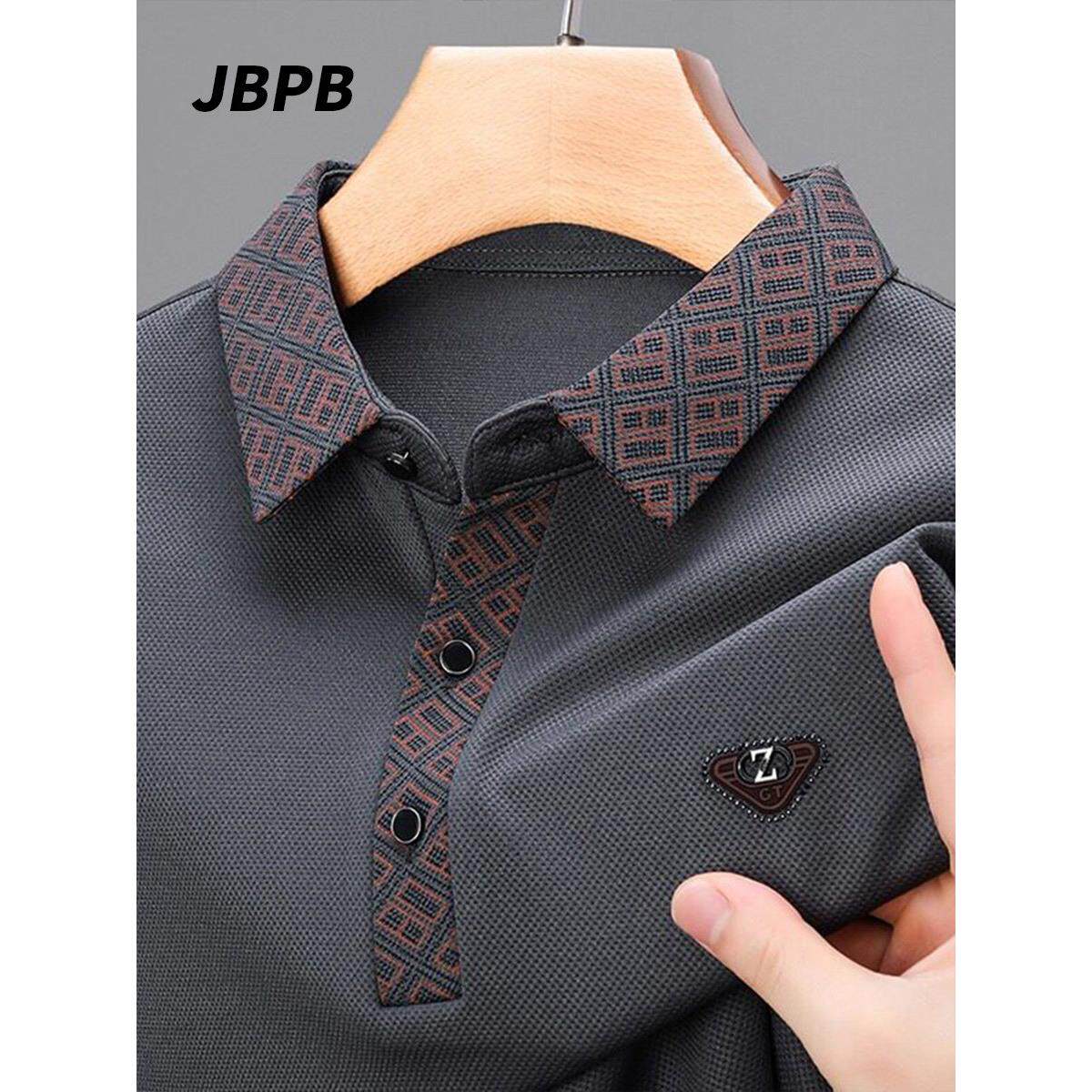 JBPB品牌专柜纯棉长袖t恤男款春秋季高端商务休闲中年男士Polo衫