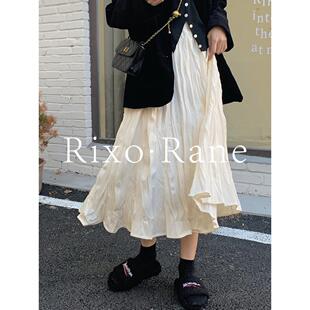 法国Rixo Rane 释放浪漫⭐法式覆古高腰半身裙女显瘦小个子百褶裙