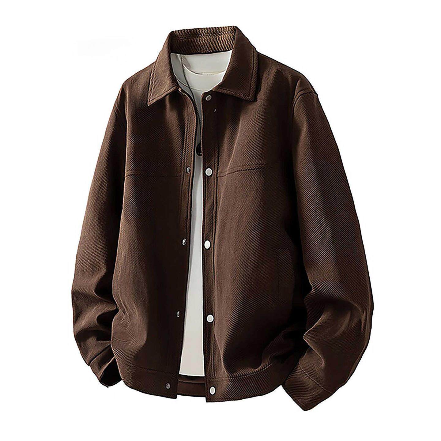 高端外套男士2026年春季新款宽松翻领上衣服潮流休闲夹克男装高端