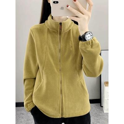 户外立领抓绒衣女外套春秋新款爆款宽松大码保暖锁温拉炼开衫卫衣
