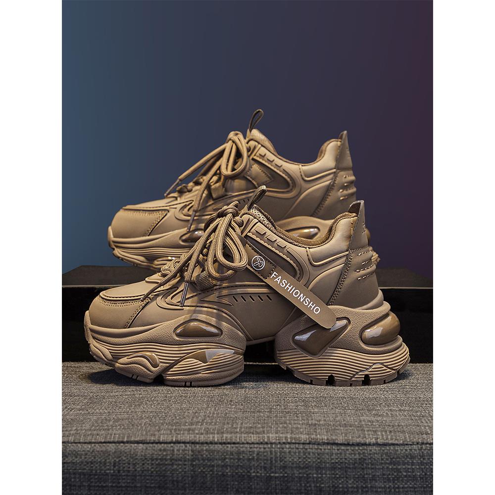 韩国潮牌内增高老爹鞋女2025年秋冬新款厚底加绒运动鞋子休闲女鞋